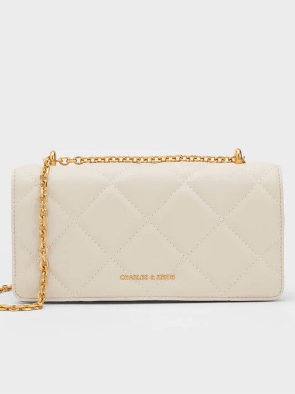 Charles & Keith Paffuto Quilted Wallet On Chain - Cream (only worn once)